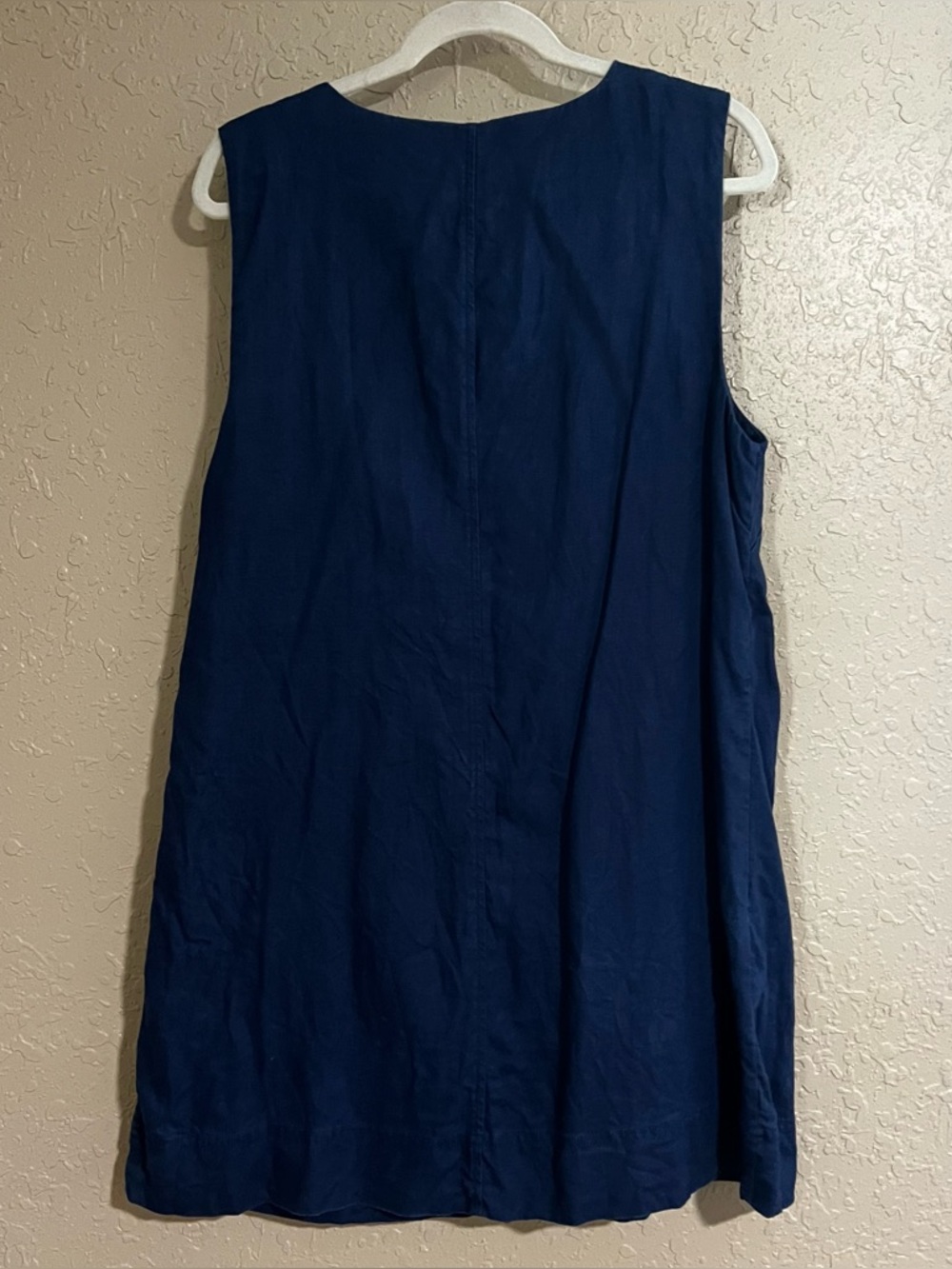 J. Crew Button Front Shift Dress In Linen Navy Size Large - Picture 3 of 5